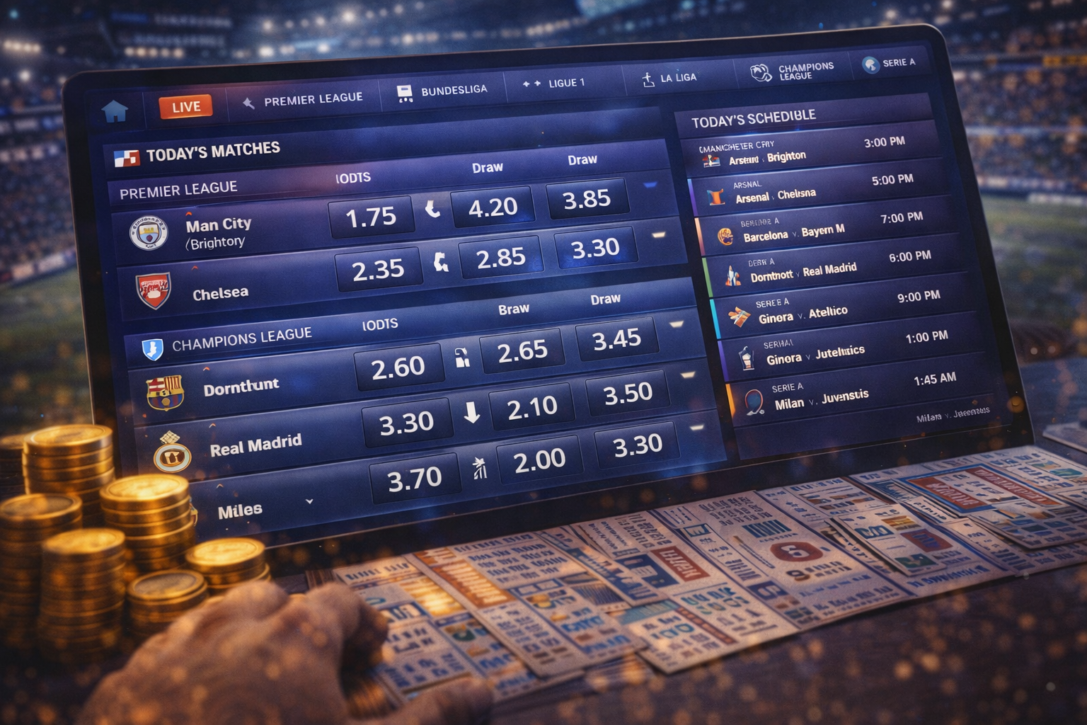 Bảng cược bóng đá trực tiếp